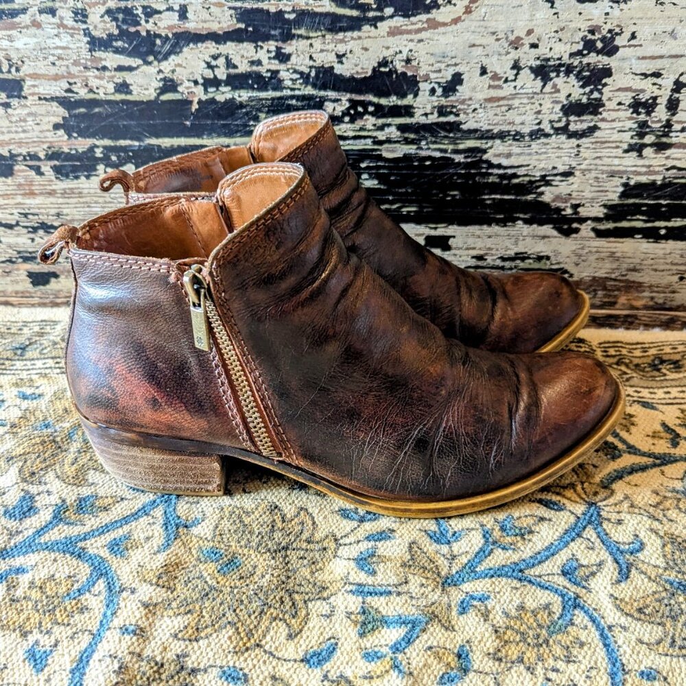 Lucky Dark Brown Leather Basel Ankle Boots - Rare Color - 7.5 / EU 37.5